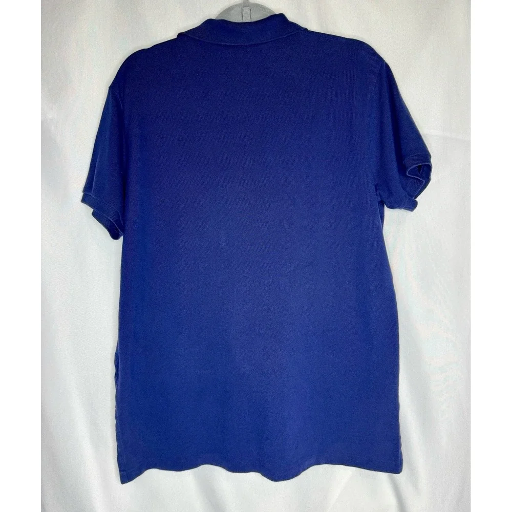 Polo Ralph Lauren Polo Shirt Men Large Navy Blue Custom Fit Orange Pony Pique‎